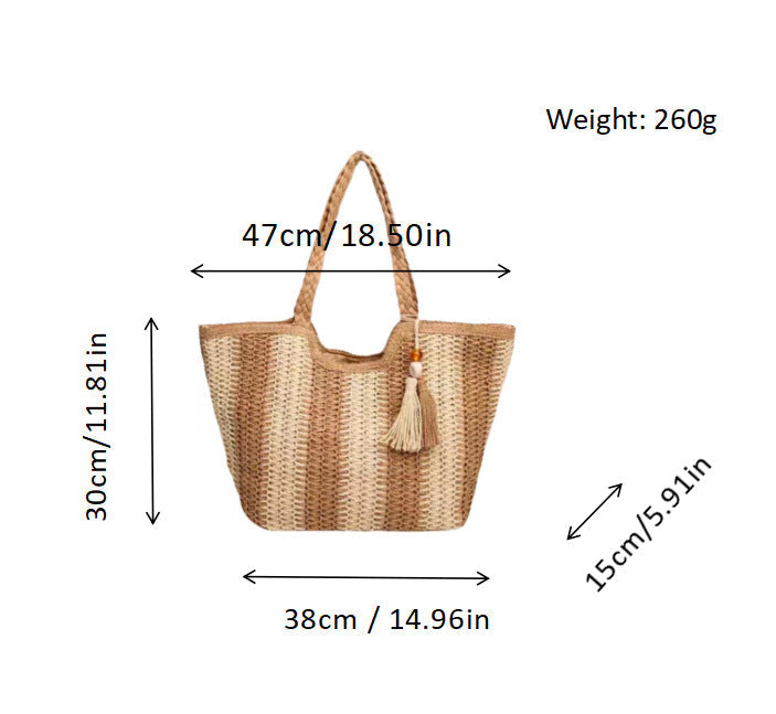 Beach bag with cheerful stripes and tassel details Kalsten