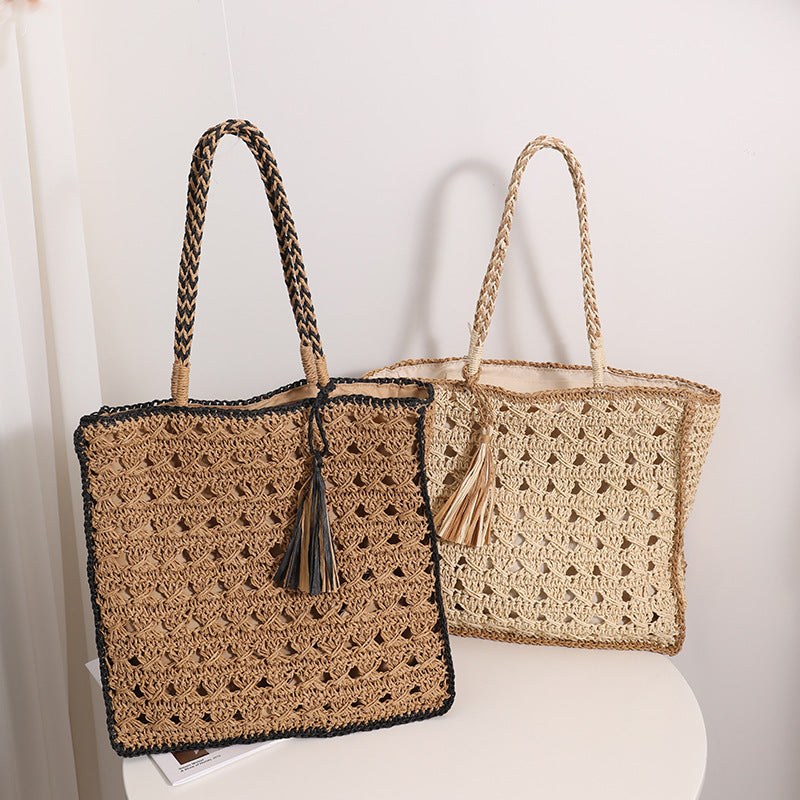Handmade Macrame Tote Bag with Elegant Tassel Kalsten