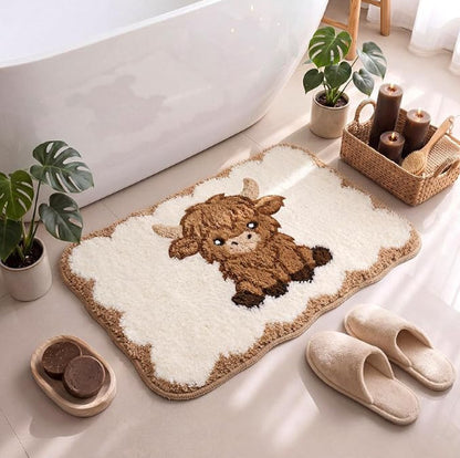Plush Leaf-Design Bath Mat Acalora
