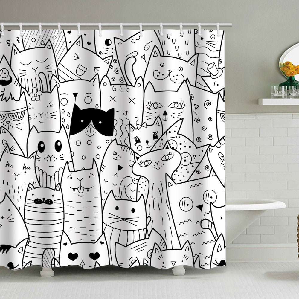 Artistic Dog Illustration Shower Curtain Kalsten