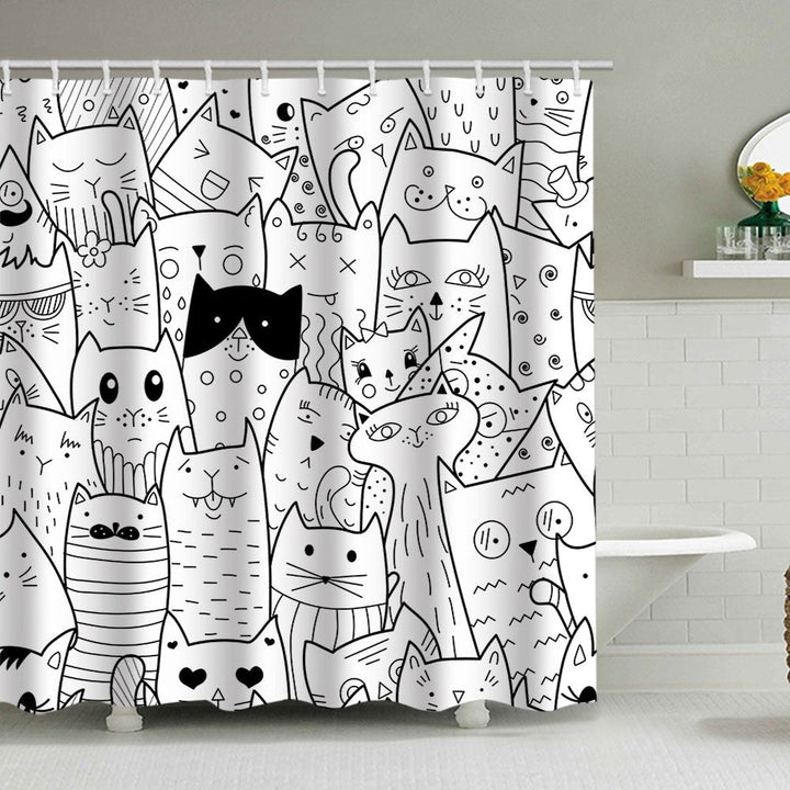 Artistic Dog Illustration Shower Curtain Kalsten