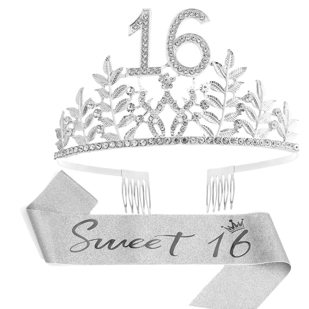 Women's Glamorous Birthday Crown with Shining Rhinestones Kalsten