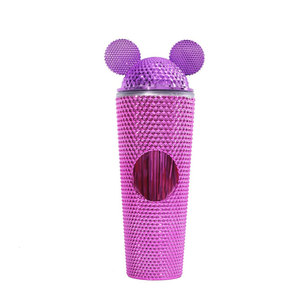 Studded Textured Reusable Tumbler With Decorative Ear-Top Screw Lid