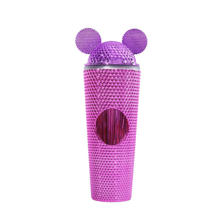 Studded Textured Reusable Tumbler With Decorative Ear-Top Screw Lid