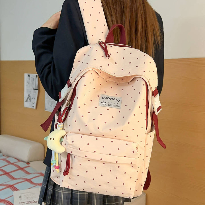 Polka-Dotted Canvas Backpack Kalsten