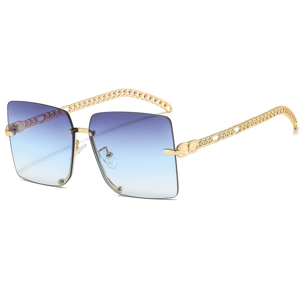 Women's fashionable sunglasses with luxurious chain arm and rectangular frame Kalsten