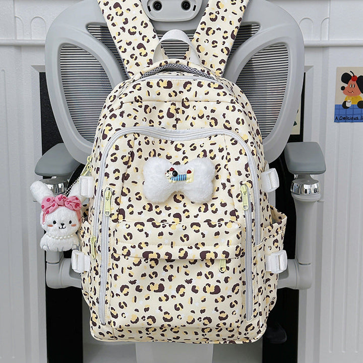 Multi-Functional Leopard Print School Backpack