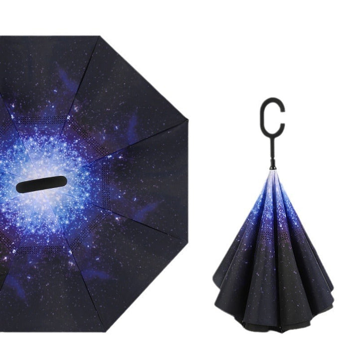Women Innovative Folding Umbrella with Creative Leaf Graphic Kalsten