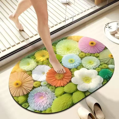Floral Memory Foam Bath Mat Acalora