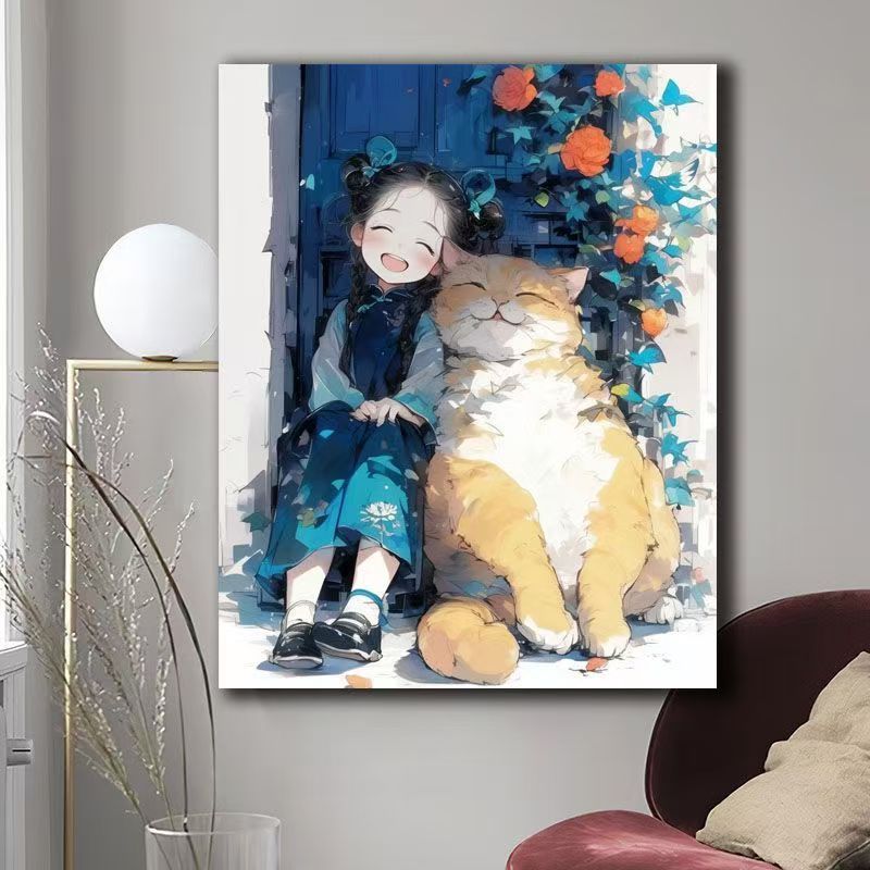 Illustrated Cat-Themed Wall Art Kalsten