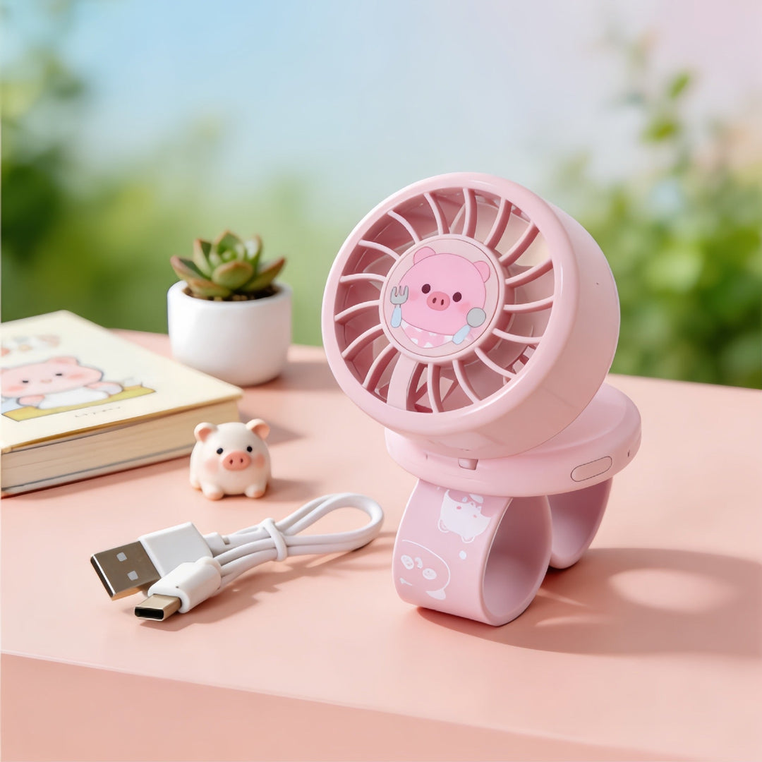 Women Portable Mini Hand Fan in Cute Pig Design Kalsten