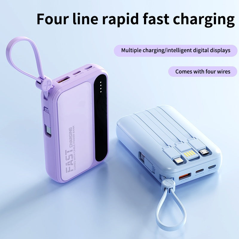 Portable power bank with integrated fast charging ports and multifunctional cable Kalsten