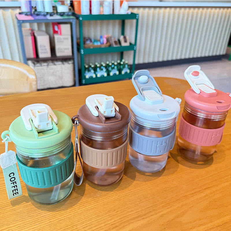 Women insulated drinking bottle with non-slip silicone ring and integrated straw Kalsten