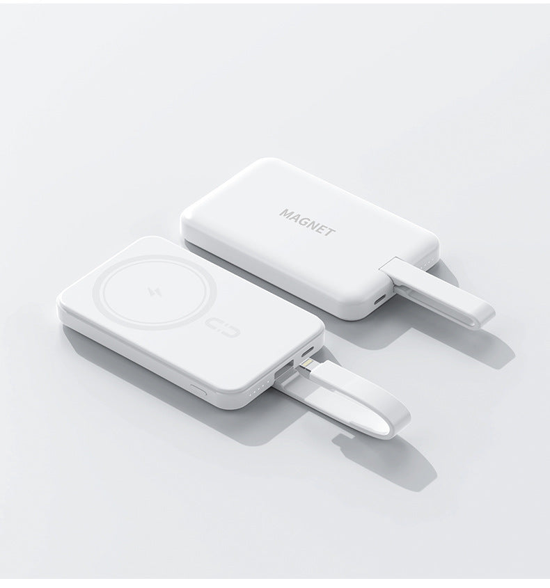 Magnetic power bank with wireless charging function and integrated cable system Kalsten