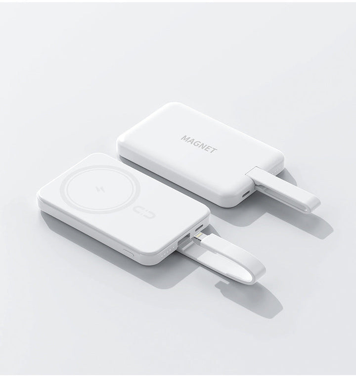 Magnetic power bank with wireless charging function and integrated cable system Kalsten