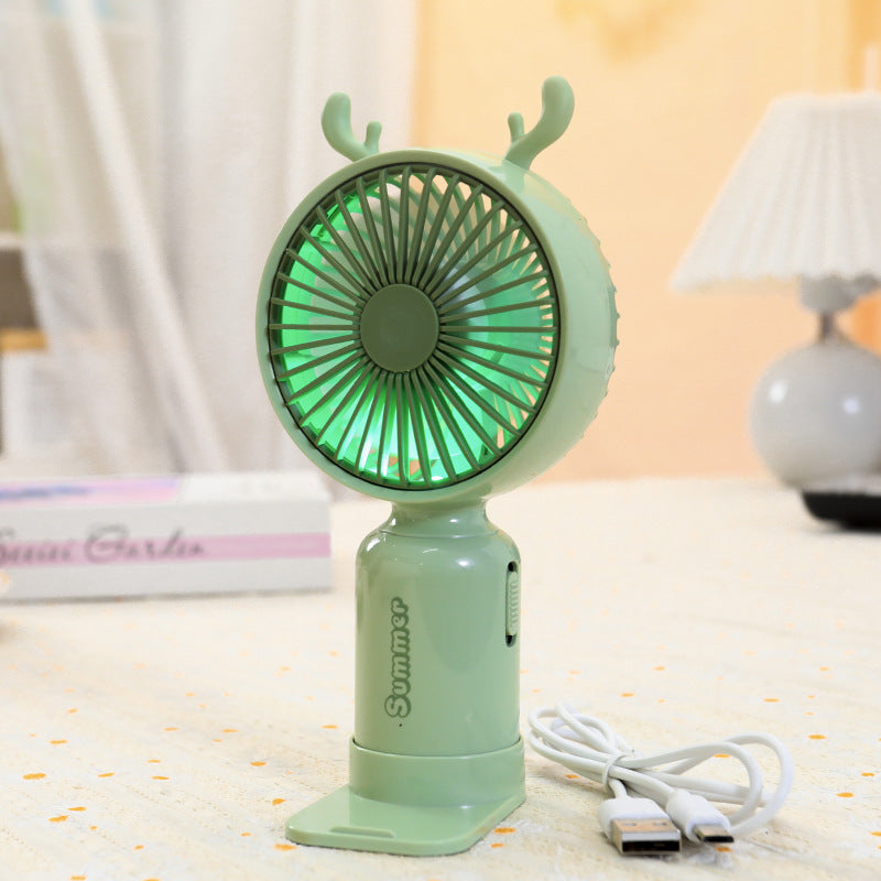 Ladies portable USB mini fan with LED night light folding stand and cute design Kalsten