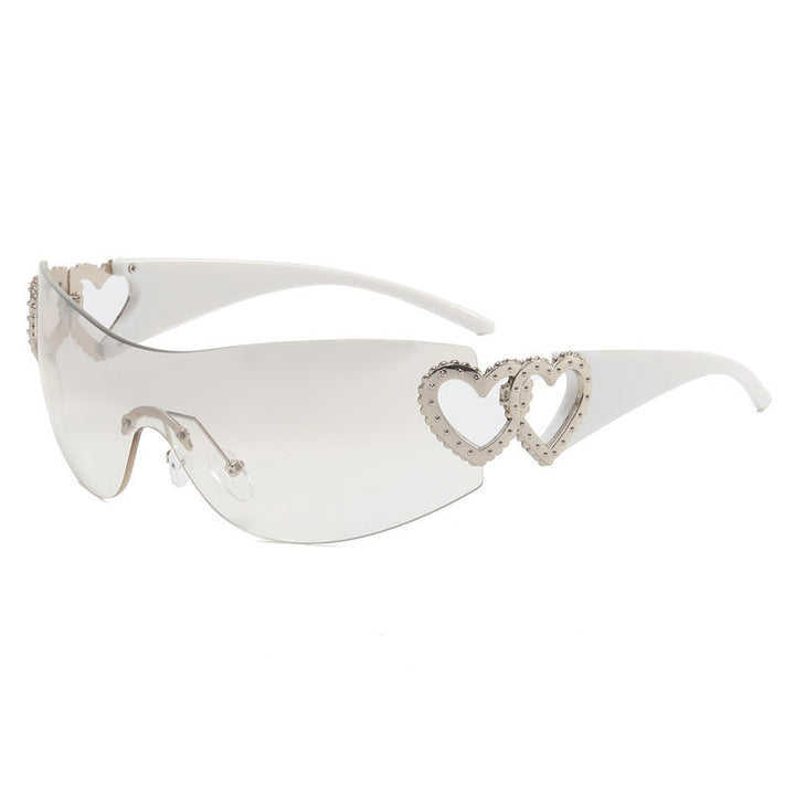 Ladies sporty sunglasses in trendy shield design with heart accents Kalsten