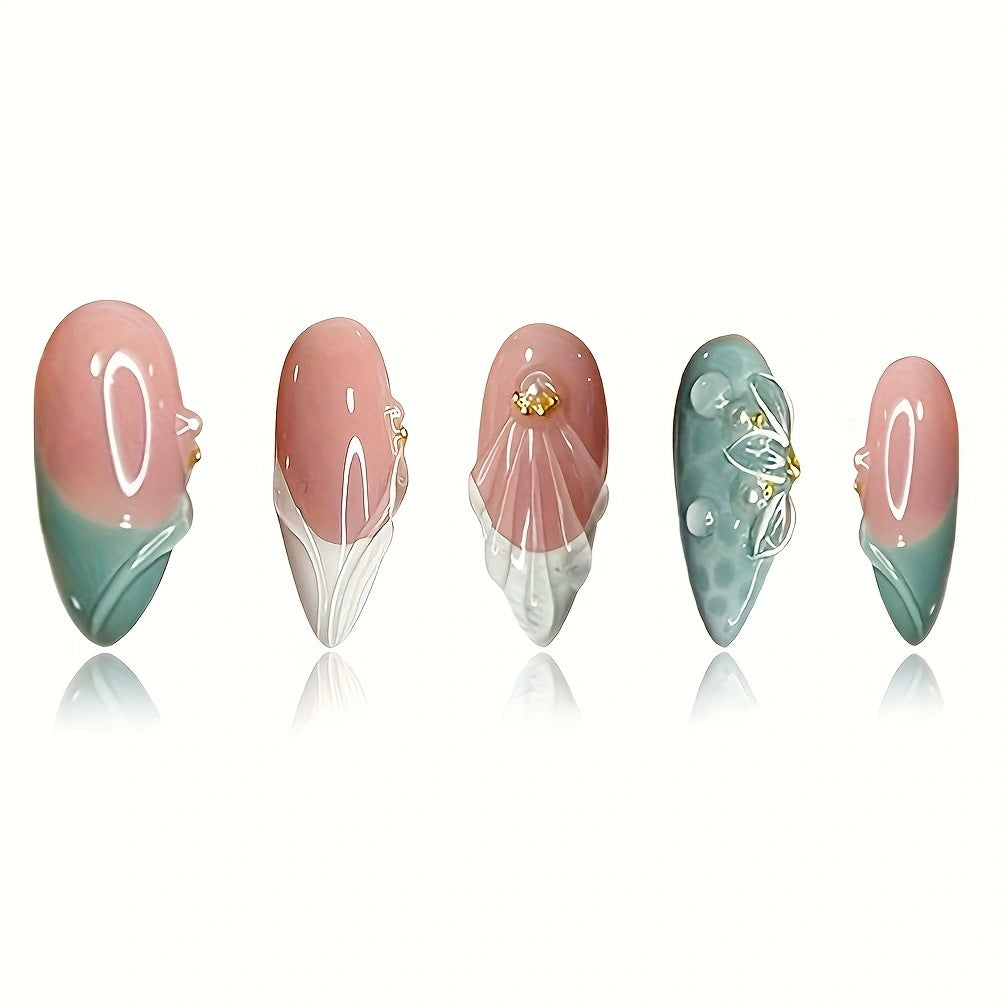 Floral-Embellished Stiletto Press-On Nails Kalsten 1787368964