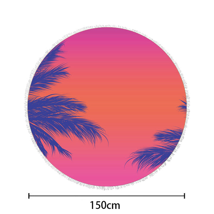 round beach towel with cheerful palm motif Kalsten