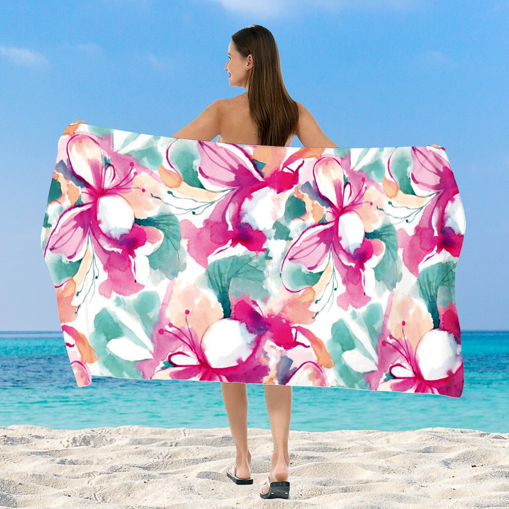 Beach towel with elegant floral watercolor design Kalsten