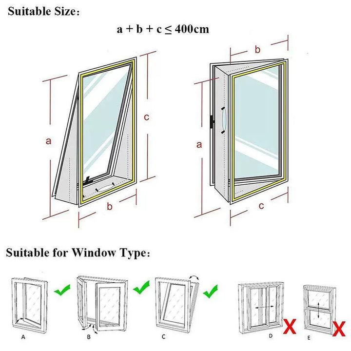 Unisex one size adjustable universal foldable window ventilation sealing set for tilt and turn windows Kalsten