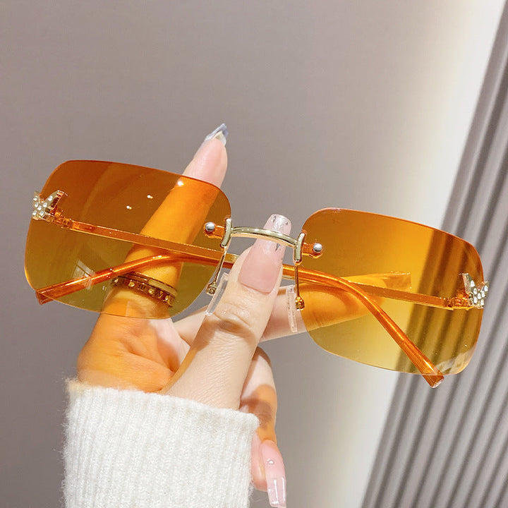 Women elegant oversized sunglasses with woven golden frame Kalsten