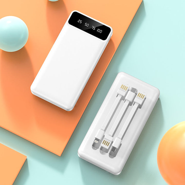 Portable power bank with integrated multi-cable and digital charging display Kalsten
