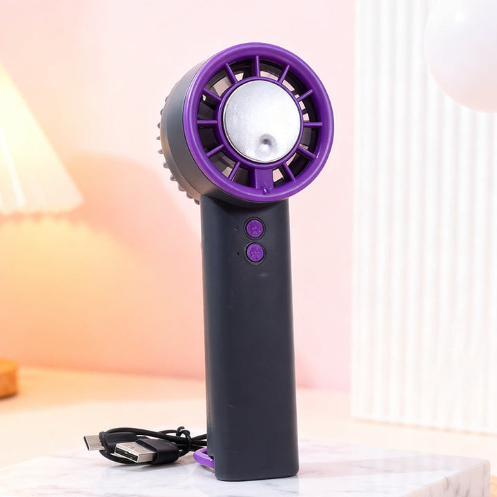 Unisex portable handheld fan with mist spray, USB charging function, foldable stand and rechargeable battery Kalsten