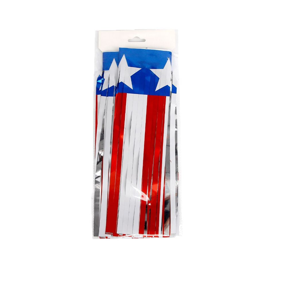 Unisex decorative fringe border made of paper with star banner and elongated hanging strips Kalsten