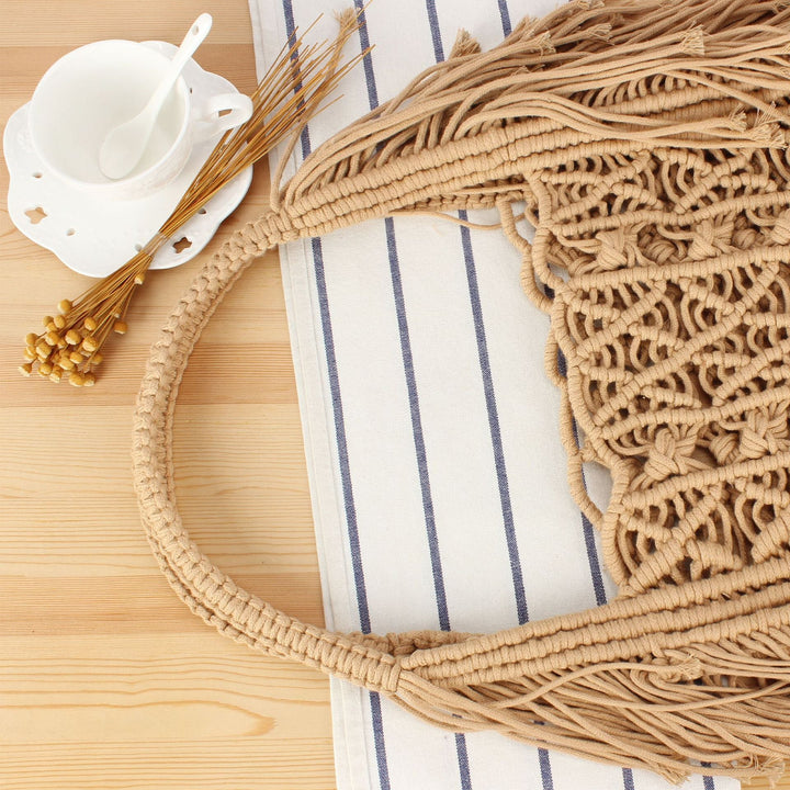 Macrame crossbody bag with fringes and inner pocket Kalsten
