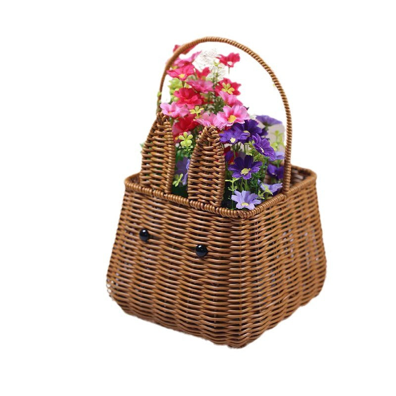 Whimsical Rabbit-Shaped Woven Basket Kalsten