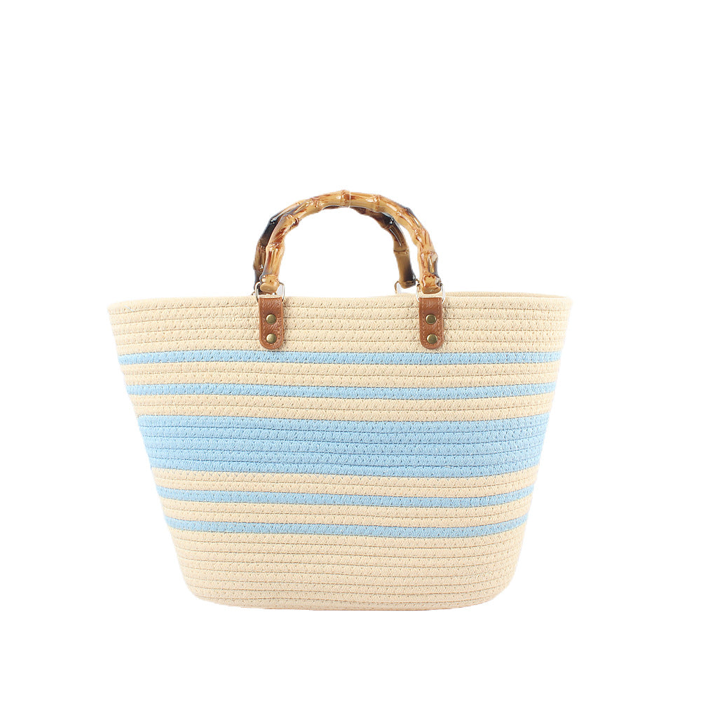 Stylish beach bag with bamboo handles Kalsten