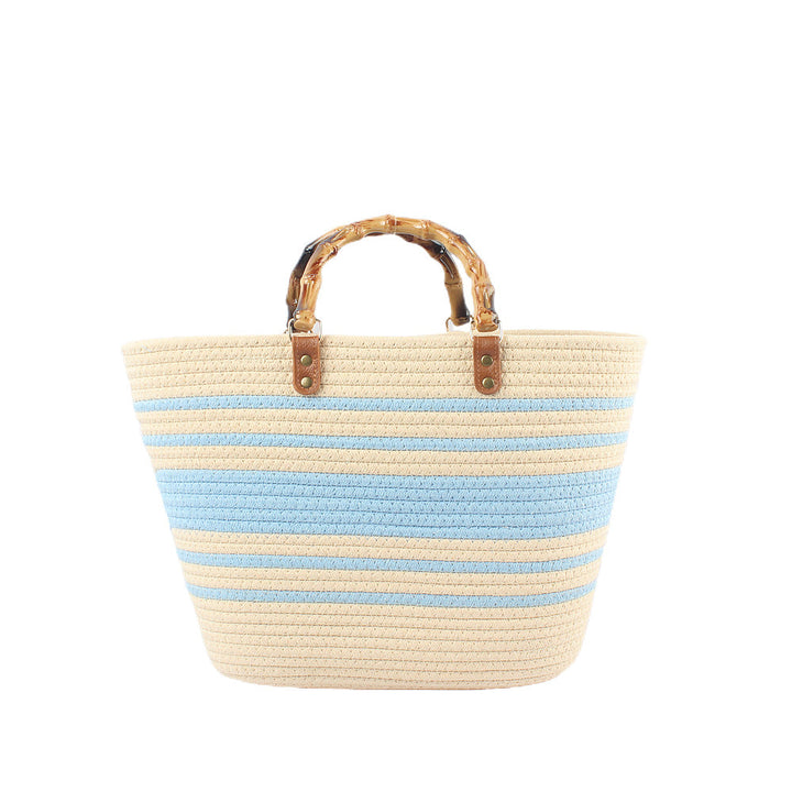 Stylish beach bag with bamboo handles Kalsten