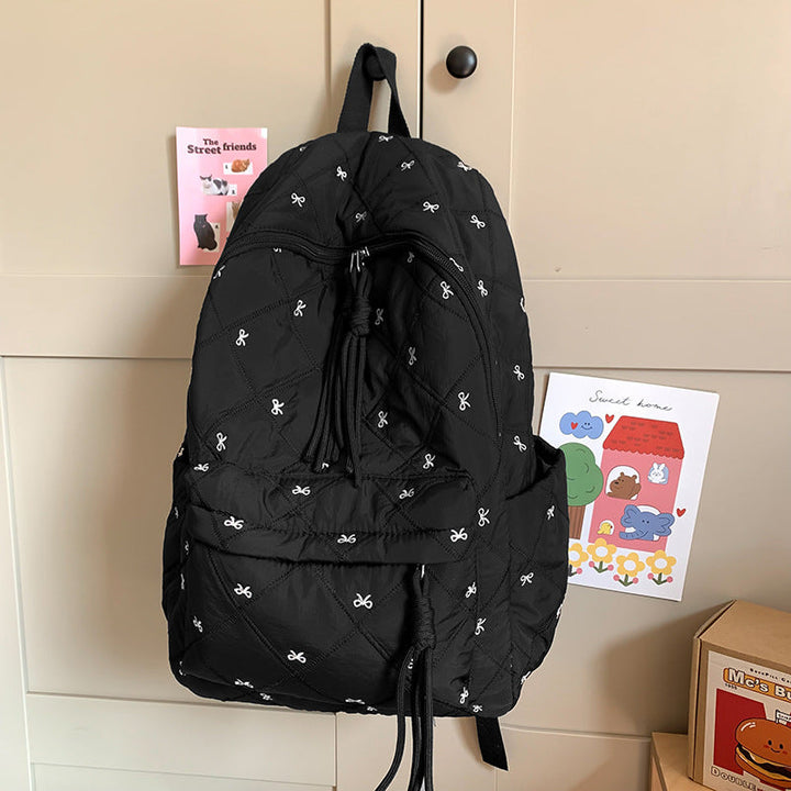 Quilted Bow-Embellished Backpack