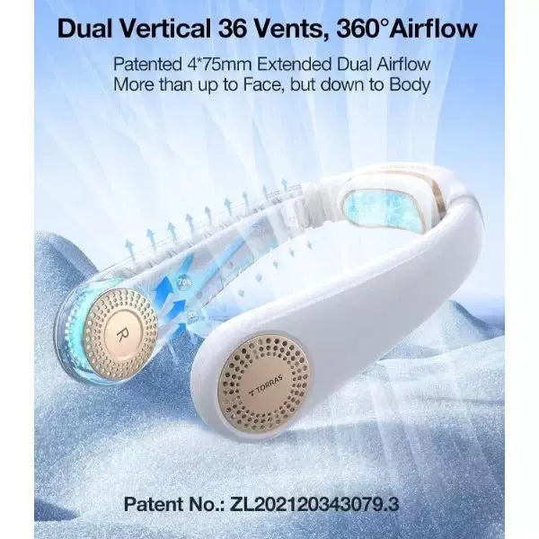 Unisex one size ergonomic bladeless neck air cooler with adjustable turbine vents Kalsten