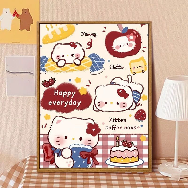 Hello Kitty-Inspired Cartoon Wall Art Print Kalsten