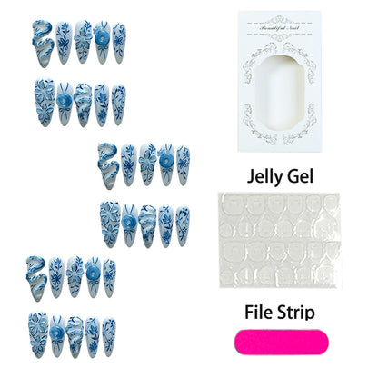 Artificial Nail Set with Floral Designs Acalora