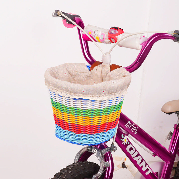 woven front bicycle basket with adjustable leather handlebar straps Kalsten