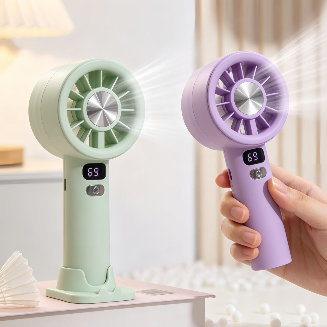 Ladies portable hand fan with LCD display and USB charging function Kalsten