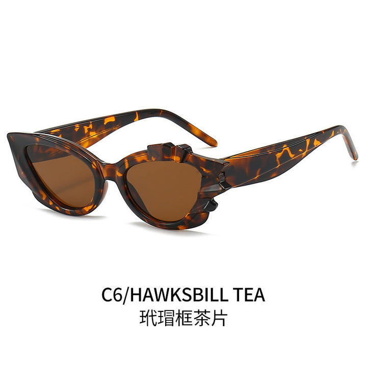 Ladies Cat-Eye Sunglasses with Eye-Catching Flower Frame Kalsten