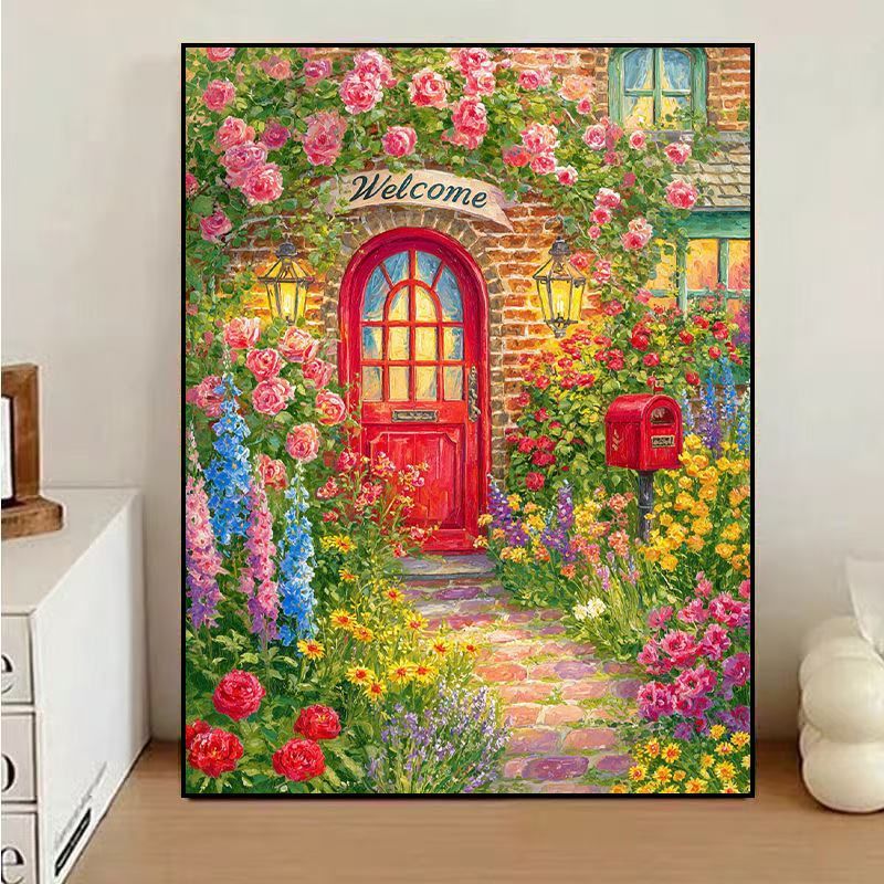Charming Floral Welcome Canvas Art Kalsten