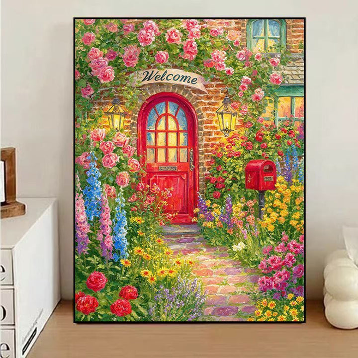 Charming Floral Welcome Canvas Art Kalsten
