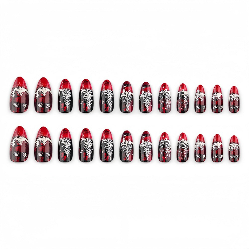 Artificial nails in elegant winter design with 3D Christmas tree motifs Kalsten