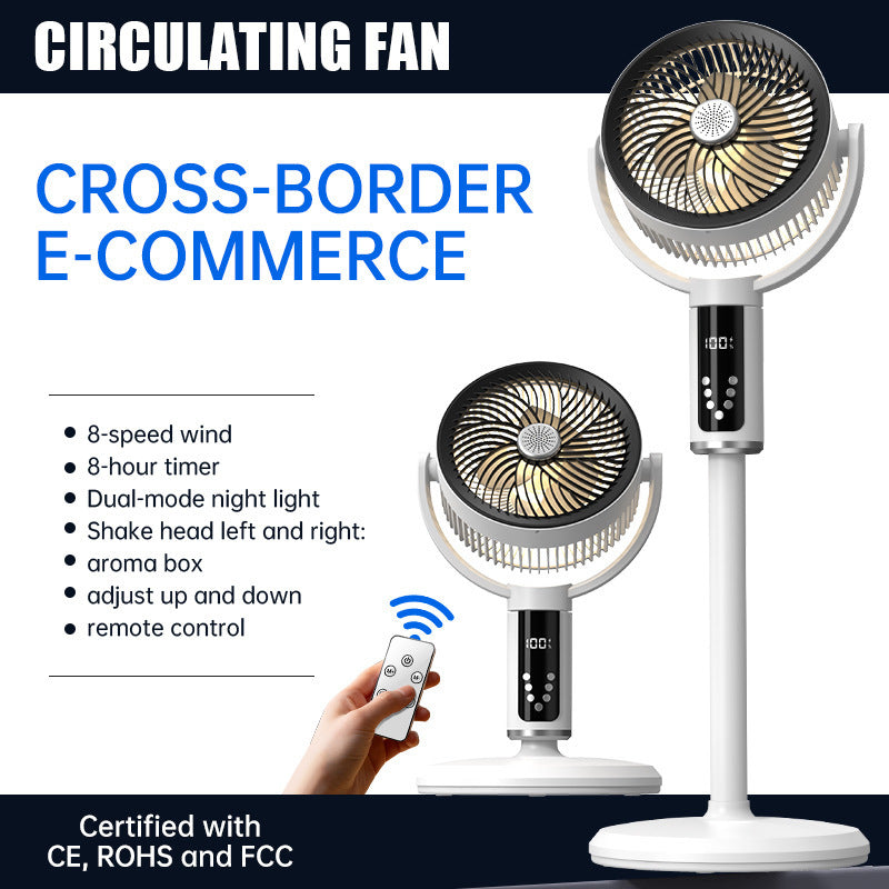 Unisex nan height-adjustable oscillating rechargeable pedestal fan with digital LED display remote and aromatherapy Kalsten