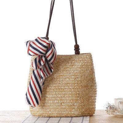Braided handbag with stylish striped scarf Kalsten