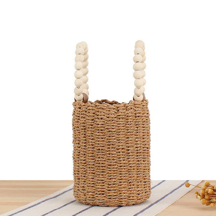 Trendy Handbag with Wooden Bead Handle Kalsten