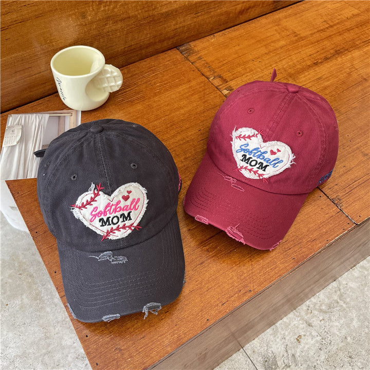 Women's Distressed Softball Mom Patch Baseball Cap Kalsten