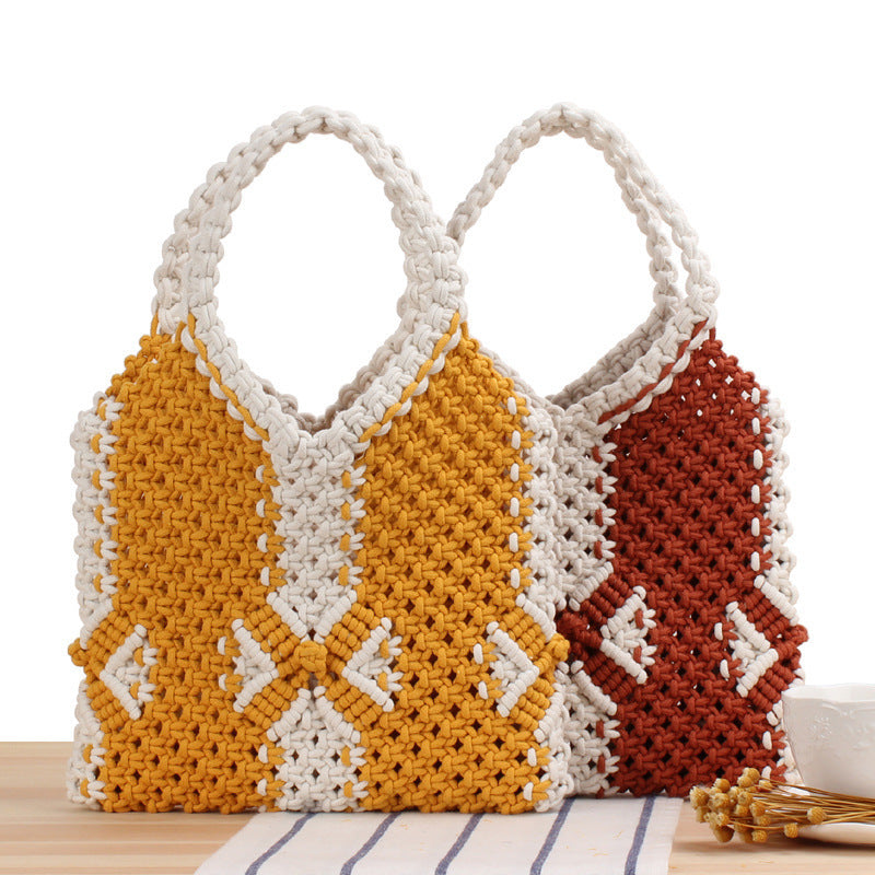 Hand-knotted tote bag in modern style Kalsten