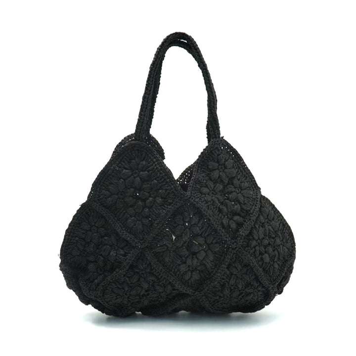 Macrame Handbag with Floral 3D Applications Kalsten