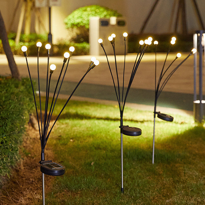 Solar LED Dandelion Garden Stake Lights With Flexible Multi-Head Stems And Integrated Solar Panel Kalsten